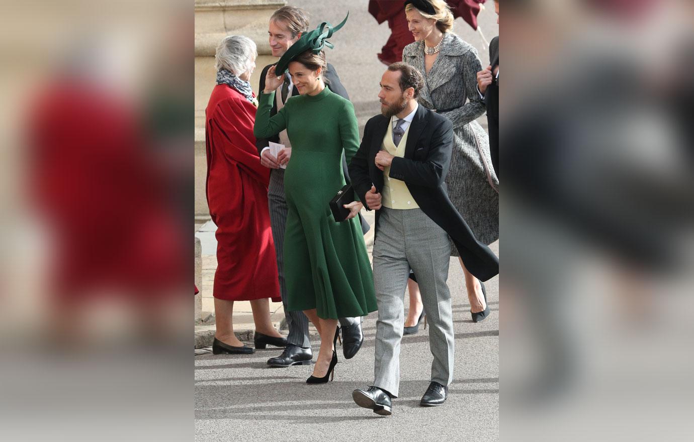 Pregnant Pippa Middleton arrives ahead of the wedding of Princess Eugenie to Jack Brooksbank at St George&#8217;s Chapel in Windsor Castle.