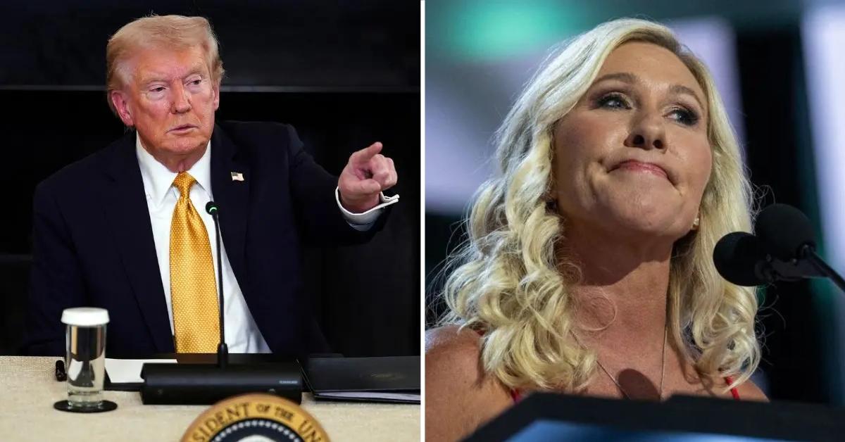 Split photo of Donald Trump and Marjorie Taylor Greene