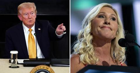 Split photo of Donald Trump and Marjorie Taylor Greene