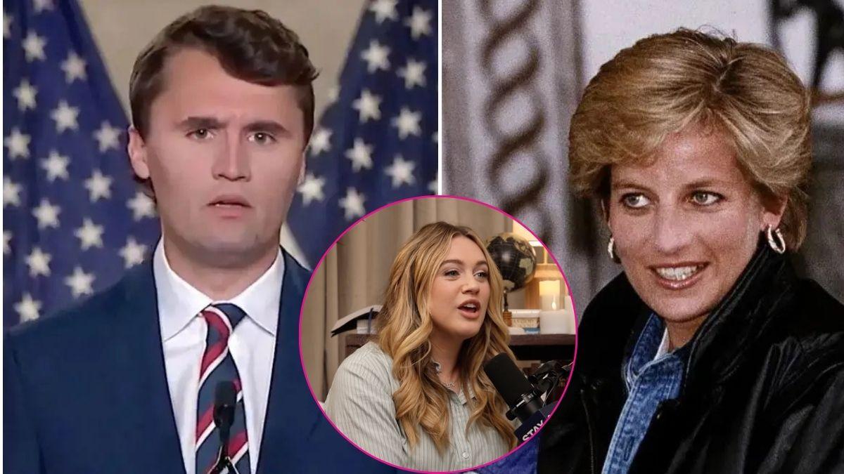 image split and isn't of princess Diana, Charlie Kirk and Isabel Brown