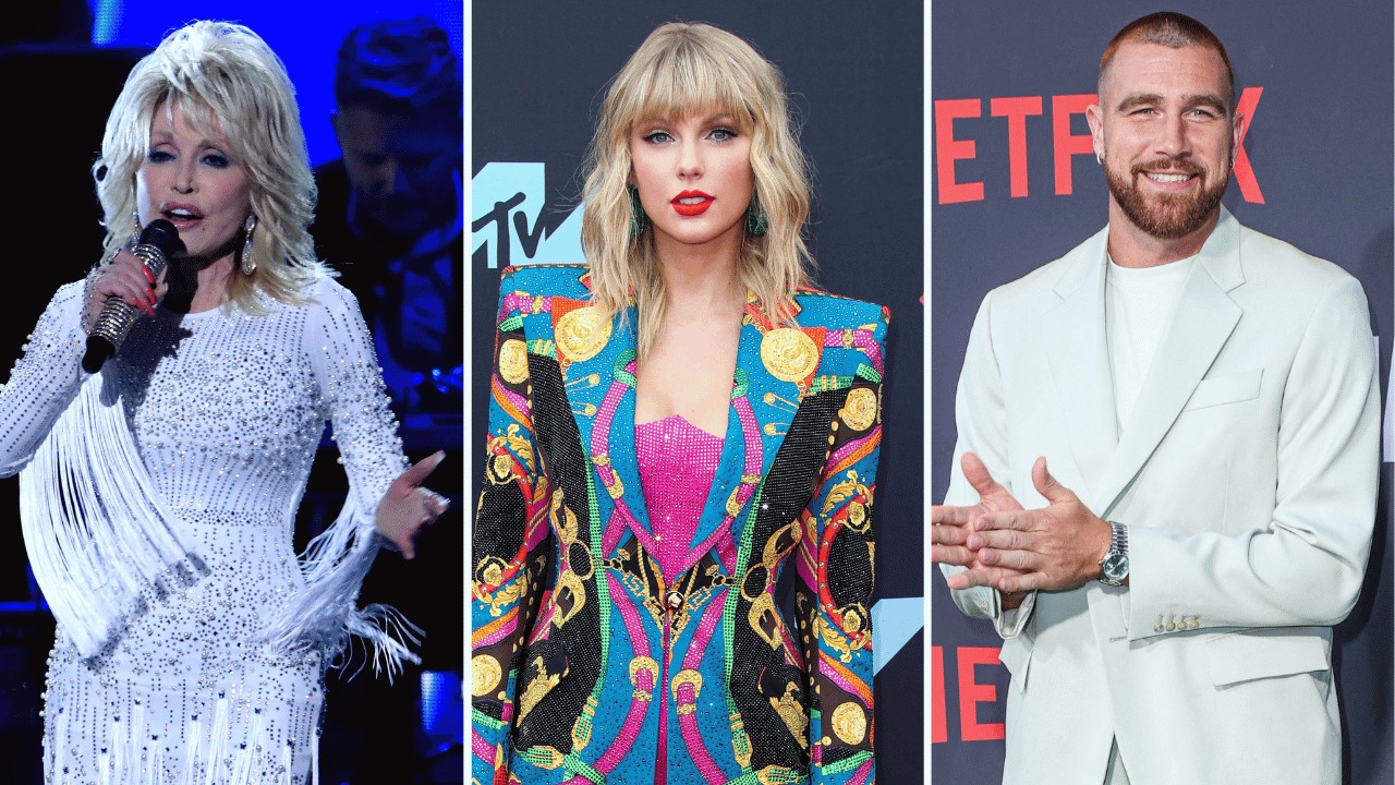Dolly Parton ; Taylor Swift ; Travis Kelce 