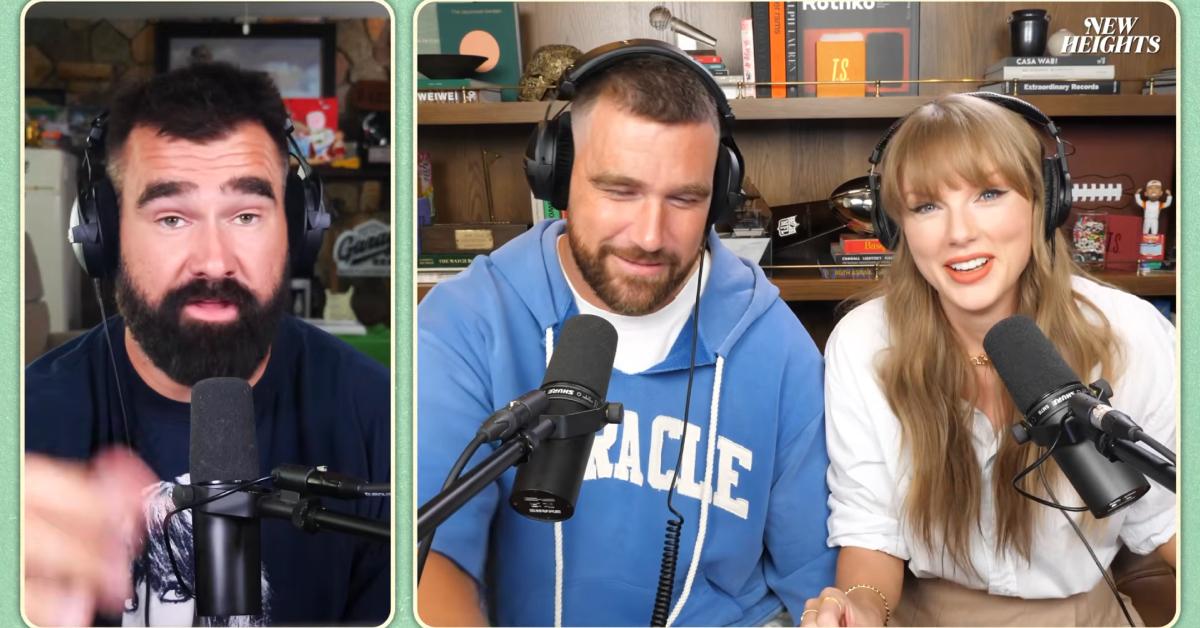 Image of Taylor Swift said seeing Brad Pitt's episode of 'New Heights' made her want to be a guest.