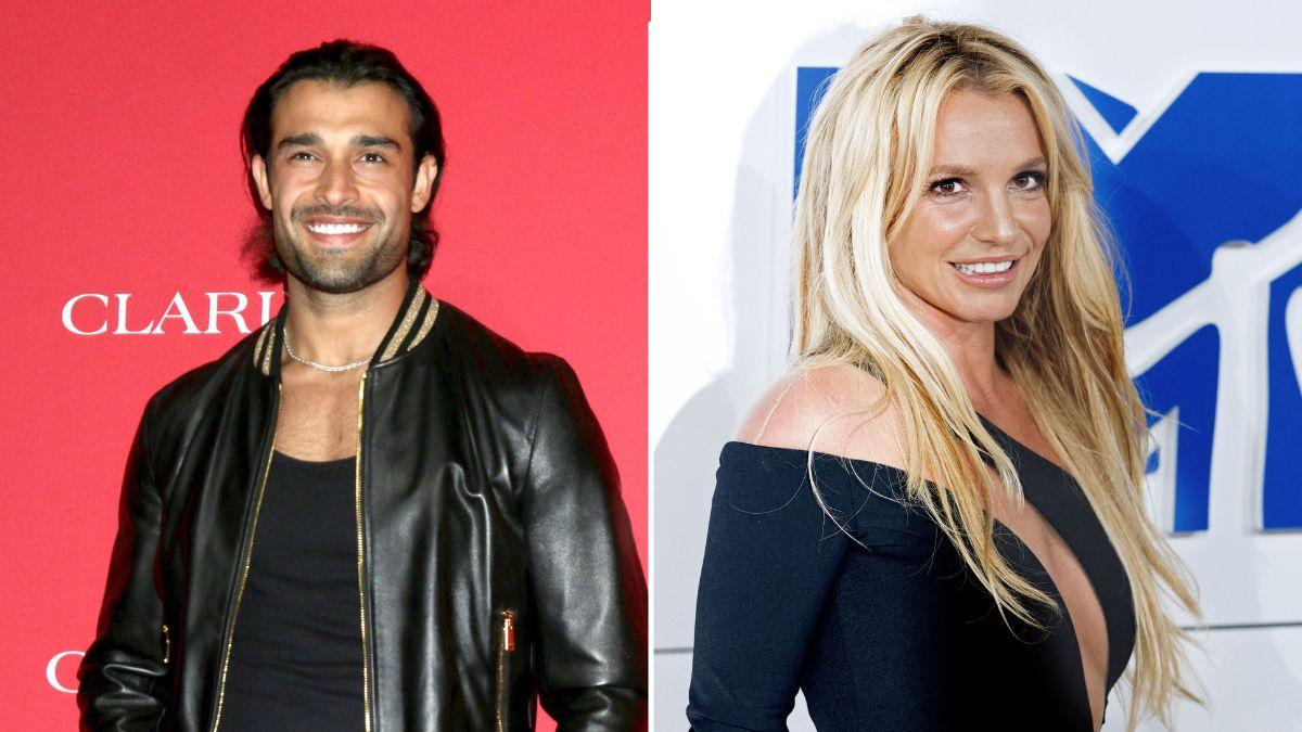 Split photo of Sam Asghari & Britney Spears