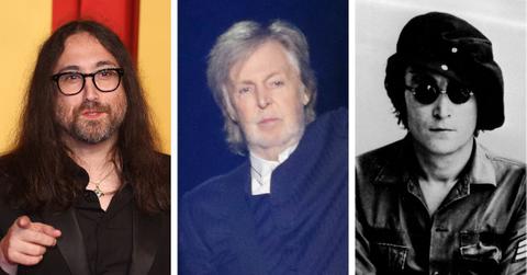 split photo of Paul McCartney, Sean & John Lennon