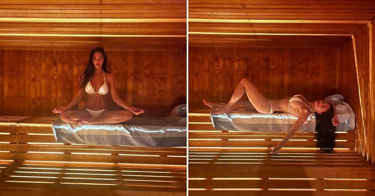 Photo of Nicole Scherzinger showed off her curves while in a heated sauna.