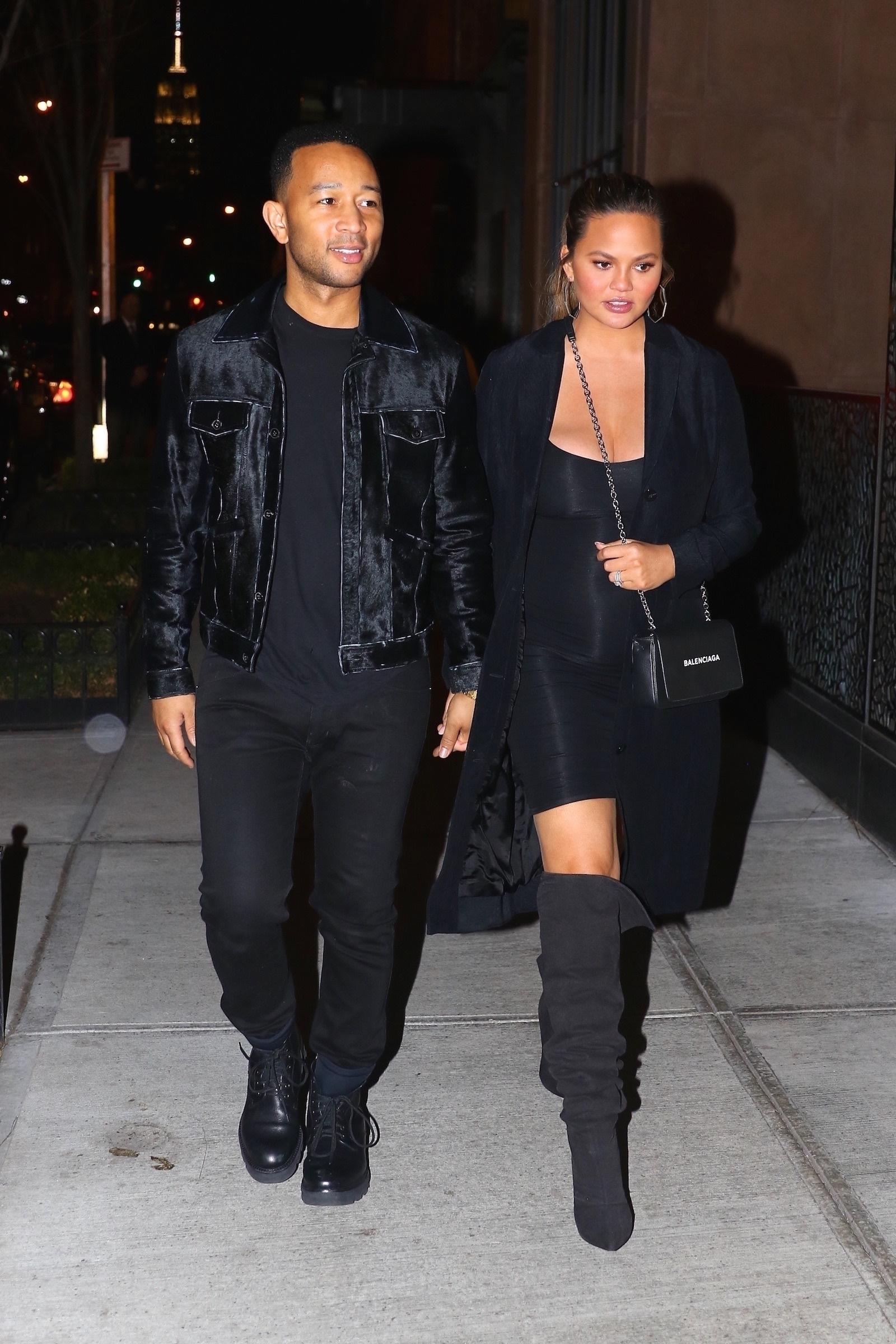 Pregnant Chrissy Teigen and John Legend head out to dinner in Brooklyn