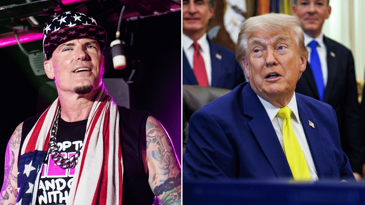 Split photo of Vanilla Ice and Donald Trump.