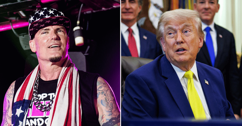 Split photo of Vanilla Ice and Donald Trump.