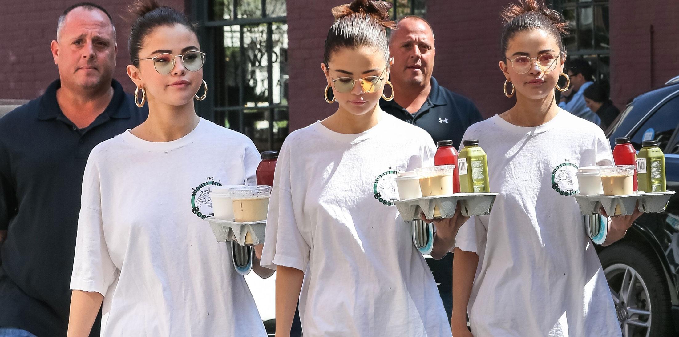 Selena Gomez Gets Coffee On Labor Day