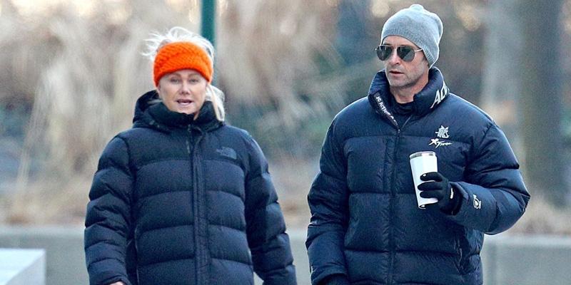 Hugh jackman dog walking wife