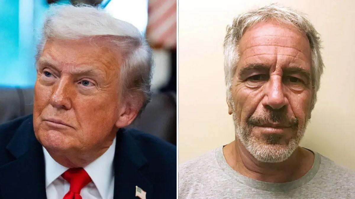 Split photo of Donald Trump and Jeffrey Epstein