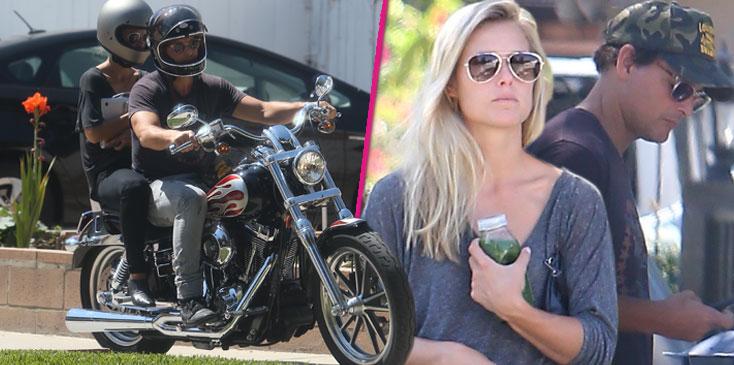 peter facinelli riding motorcycle with mystery blonde