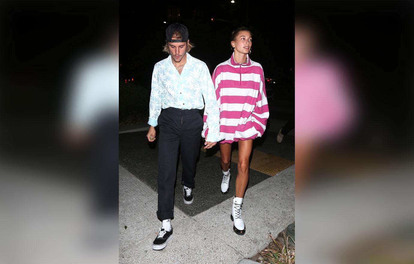 Justin Bieber and Hailey Baldwin walk hand in hand to Mastro&#8217;s Steakhouse for dinner