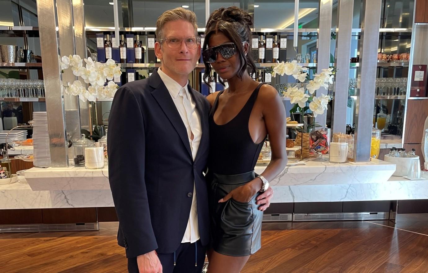 babor senior vice president benjamin simpson and real housewives of miami kiki barth attended the babor beauty bruch at the bentley residences beach house