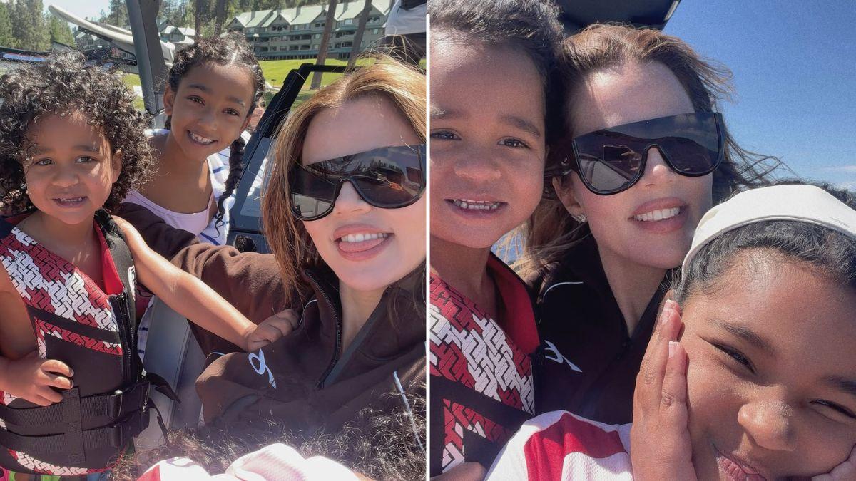 Image of Kim Kardashian documented summer fun with her famous family during their annual Fourth of July retreat.