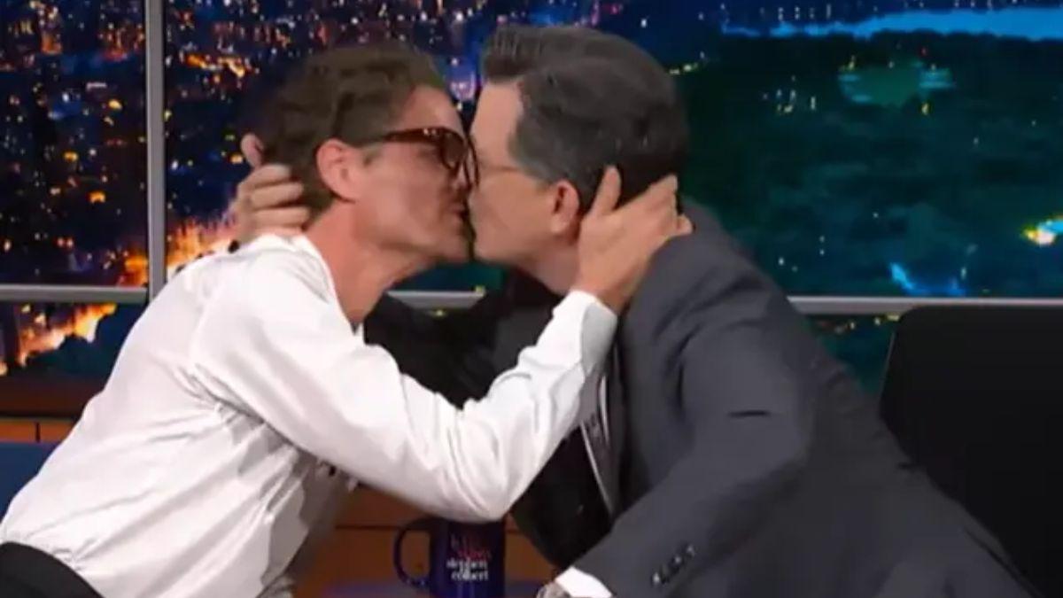Photo of Pedro Pascal and Stephen Colbert