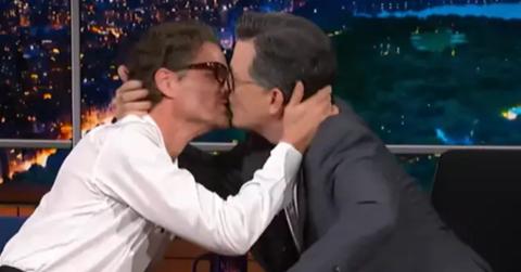 Photo of Pedro Pascal and Stephen Colbert