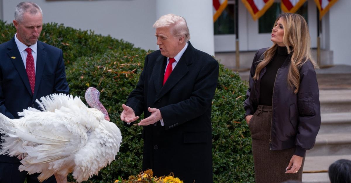 Photo of Donald Trump joked he was going to name this year's turkeys after Chuck Schumer and Nancy Pelosi.