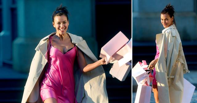 irina shayk filming photo shoot for victorias secret