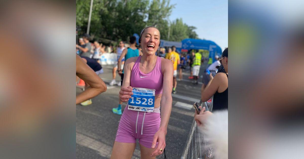 image of Amber Heard completed a 10K race in Madrid and shared a celebratory post on Instagram.