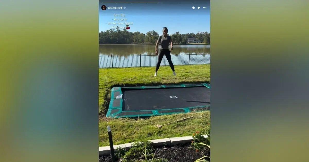 Photo of Simone Biles appeared to hint at a b----- augmentation in a video posted in October.