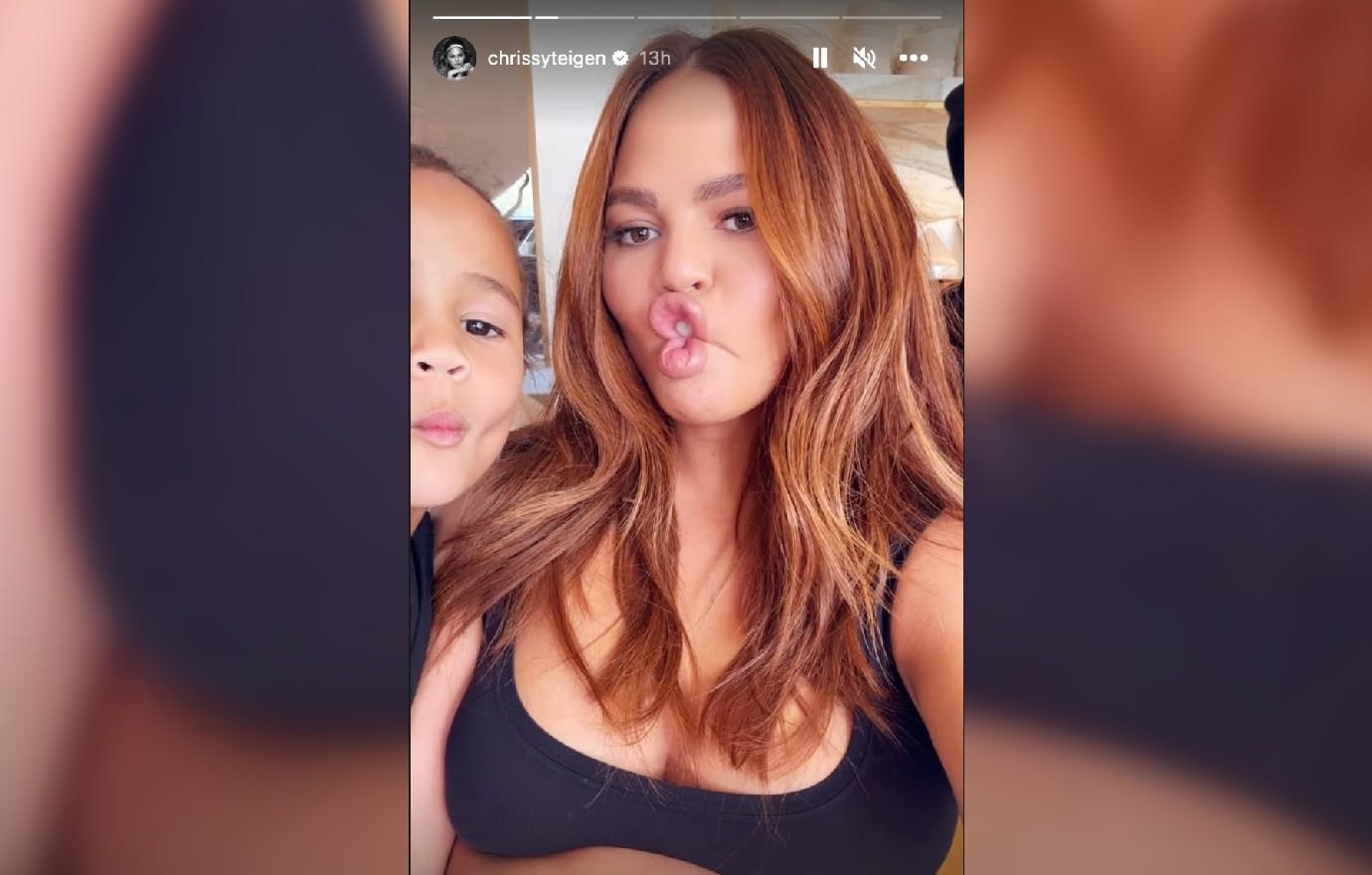 Chrissy Teigen Shows Daughter Luna Taking Care Of Baby Esti: Photos