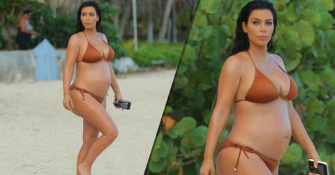 Kim kardashian bikini pregnant boobs st barts