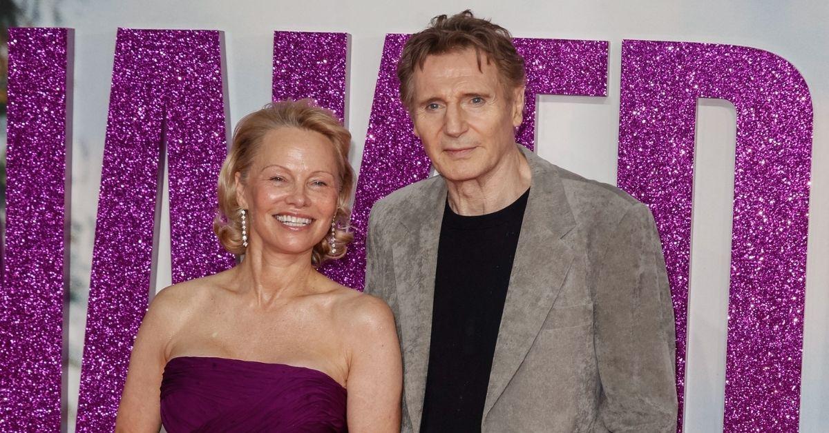 Photo of Pamela Anderson and Liam Neeson play love interests in the film 'The Naked Gun.'