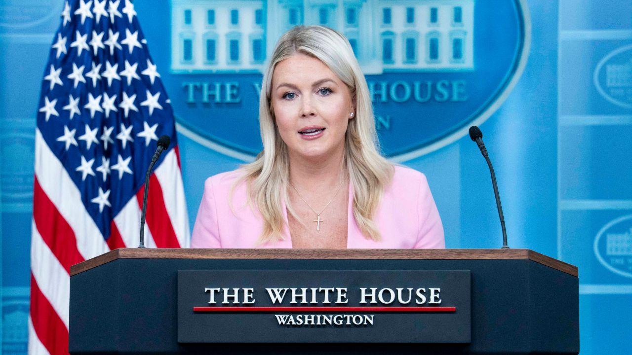 Image of The White House press secretary Karoline Leavitt rejected claims of internal conflict.