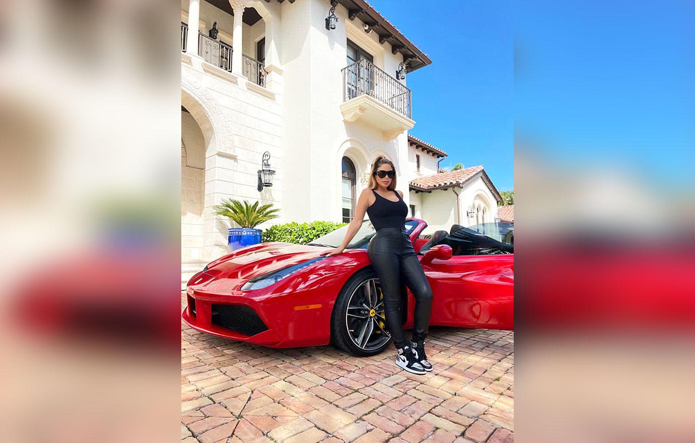 larsa pippen at the wheel of new ferrari