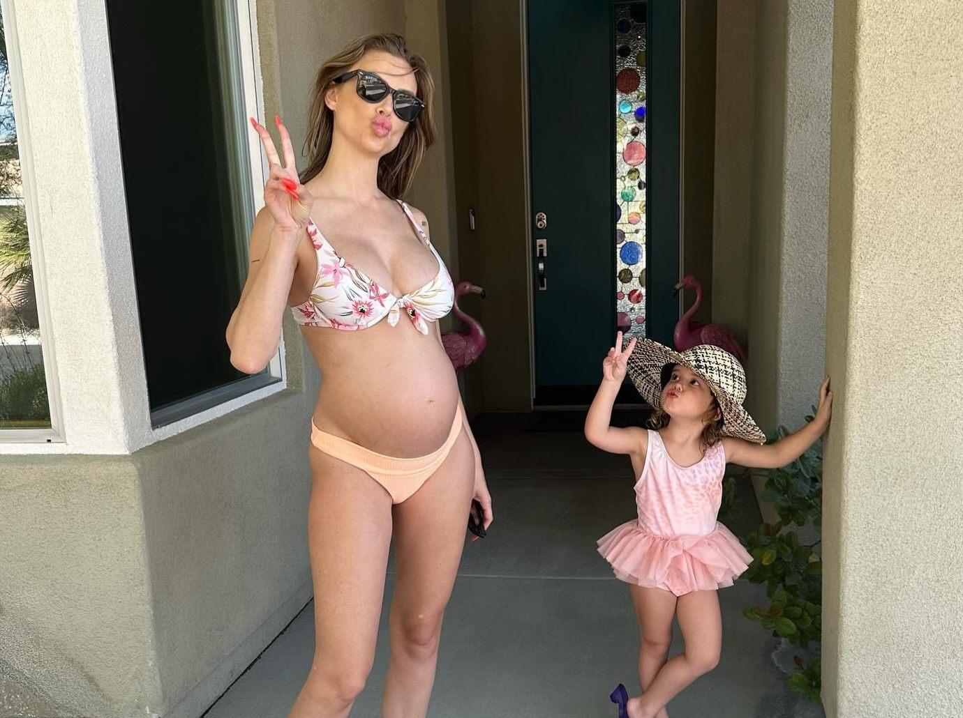 pregnant lala kent flaunts baby bump bikini rd trimester photo