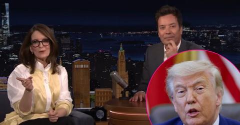 Composite photo of Tina Fey, Jimmy Fallon and Donald Trump.