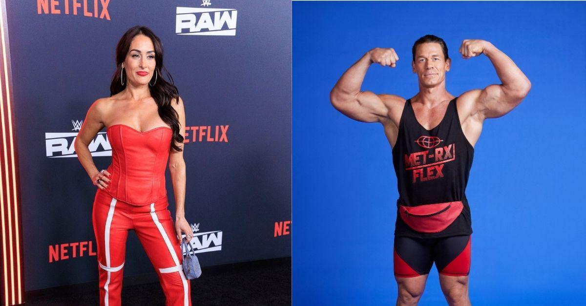 Composite photo of Nikki Bella and John Cena