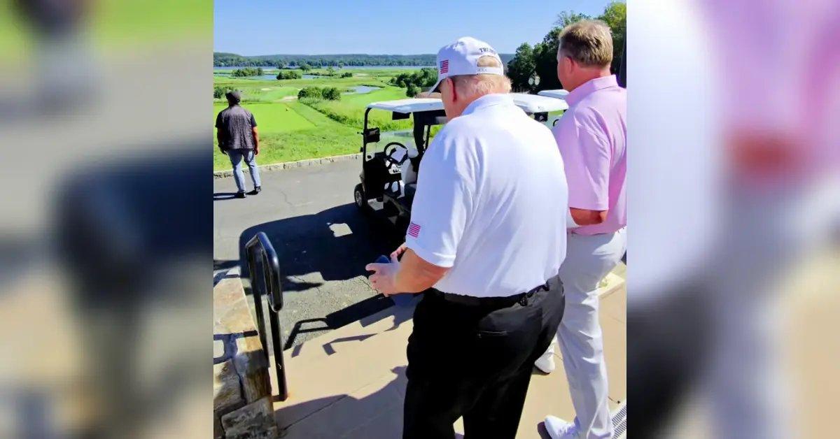 Photo of Trump sported some discoloration on his hand when playing golf recently.
