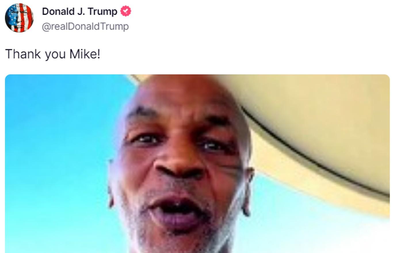 donald trump thanks mike tyson maga shirt edited photo