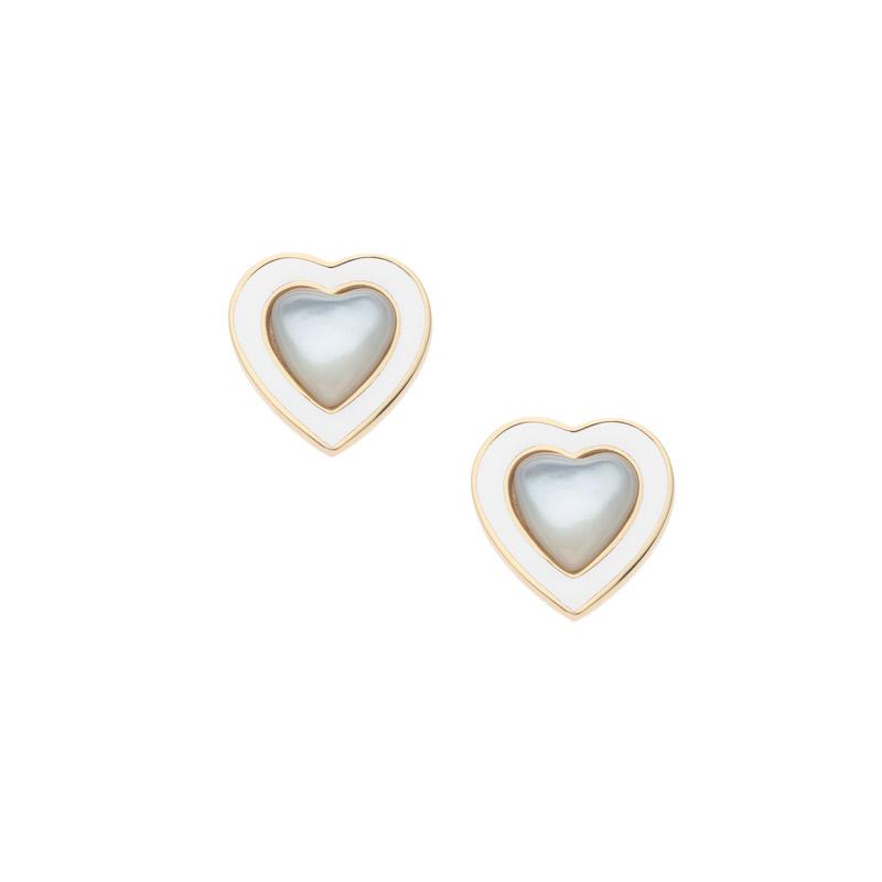 love petite enchanted heart earrings in mother of pearl