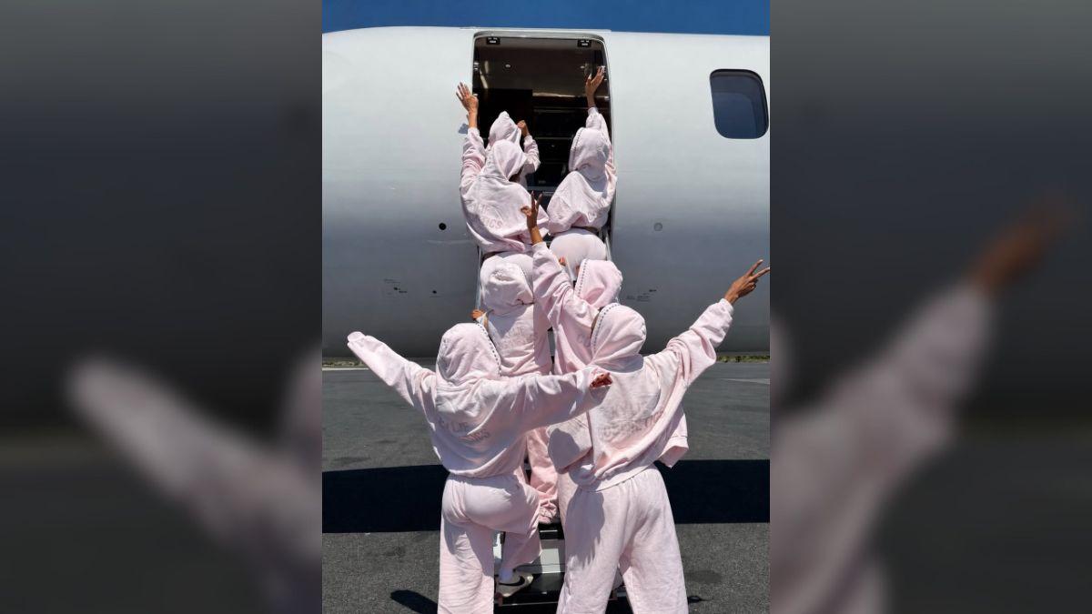 Photo of Kylie Jenner had matching jumpsuits prepared for the brand trip.