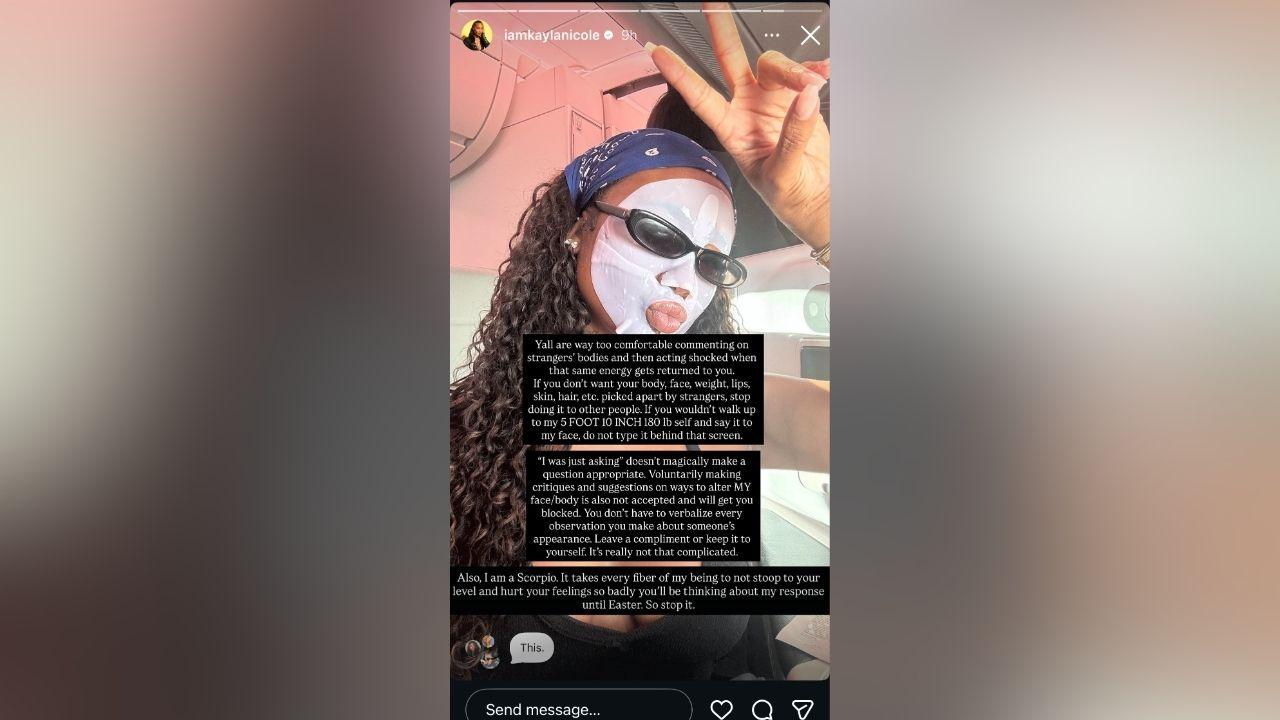 image of Kayla Nicole called out people who make unsolicited comments about strangers’ bodies and appearances online.
