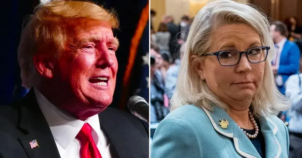 Split photo of Donald Trump and Liz Cheney