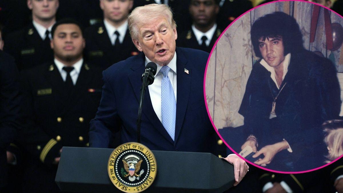 image of Donald trump and inset of Elvis