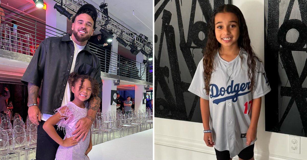 Photo of Cory Wharton with daughter Ryder and a picture of Dream Kardashian.