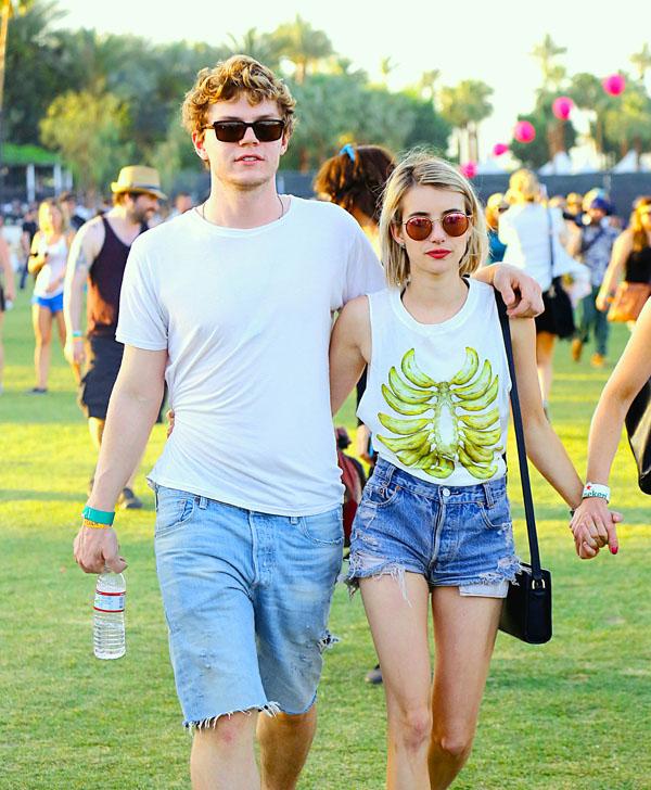 Emma Roberts and her reported fiance Evan Peters spotted at Coachella Music Festival in Indio, CA