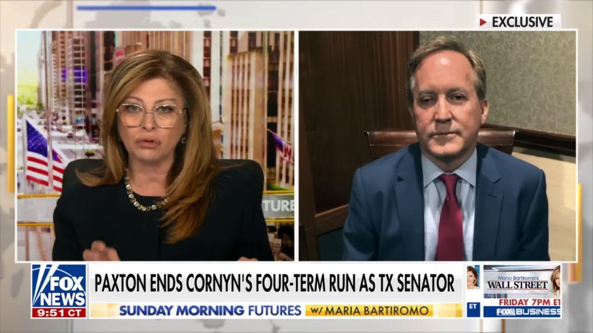 Image of Ken Paxton accidentally smeared the president while answering a question about scandals.
