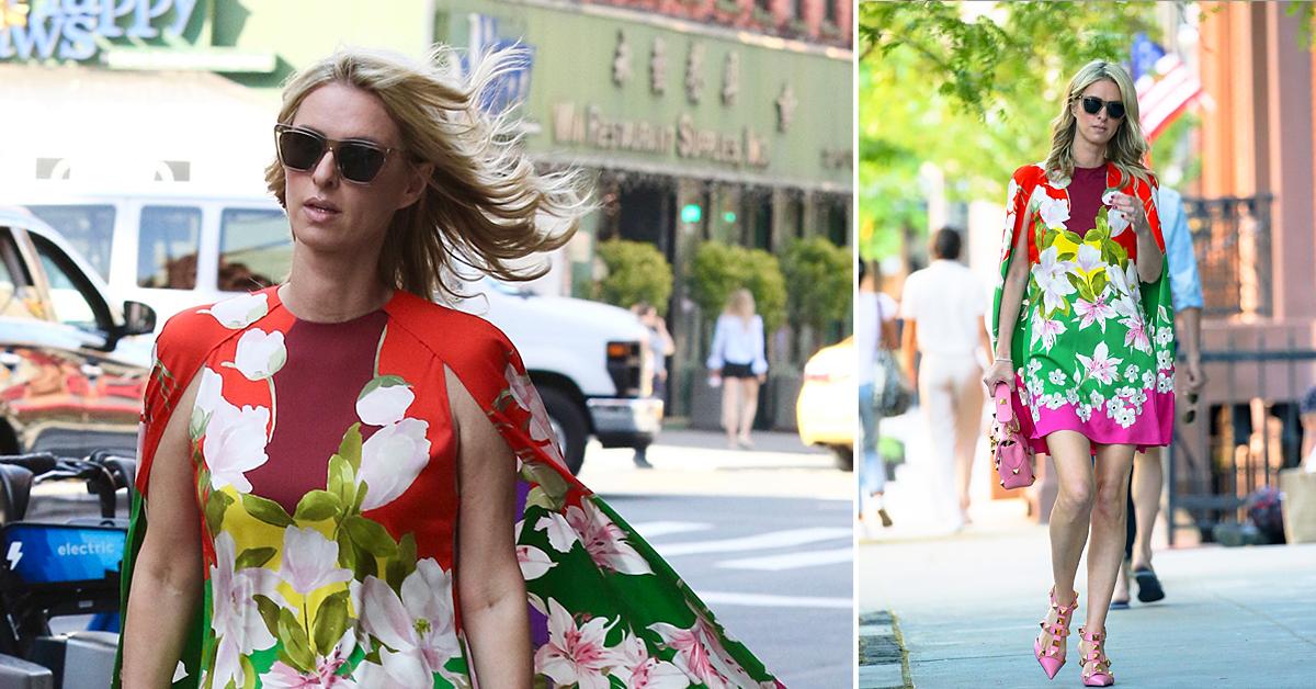 Nicky Hilton Strolls Around NYC In $4,900 Valentino Floral Cape Dress