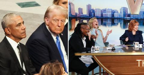 Photo of Barack Obama with Donald Trump and a picture of 'The View' cast