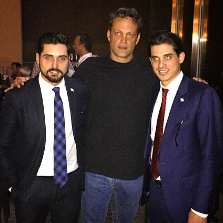 Cut Manager Tee Efendija, Vince Vaughn, Cut Client Services Director Alexios Milioulis