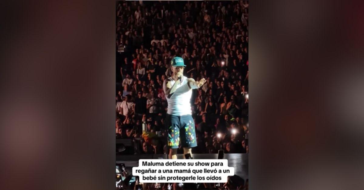 image of Maluma stopped his concert to call out a mom for bringing a baby without ear protection.