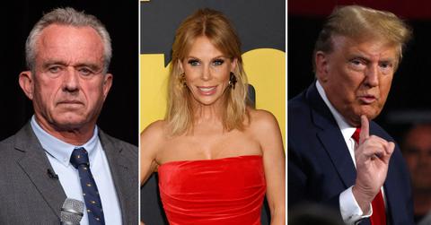 Split photo of Robert F. Kennedy Jr., Cheryl Hines and Donald Trump