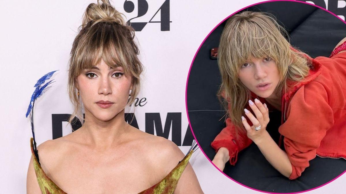 Suki Waterhouse Sizzles in Red String Polka-Dot Bikini While on a Pool Float: Photos