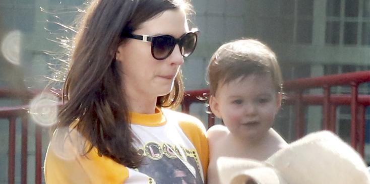 Anne Hathaway And Adam Shulman Take Their Son To The Park